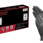 7482 - 4 mil Vitrile Gloves - Blk / Large, 10/cs - 1/CS
