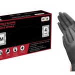 7481-1 - 4 mil Vitrile Gloves - Blk / Medium / 1 - EA