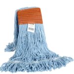 3052B - Synthetic 5 Inch Wide Band Wet Blue Looped End Mop - 24 Oz / Blue - 1 each