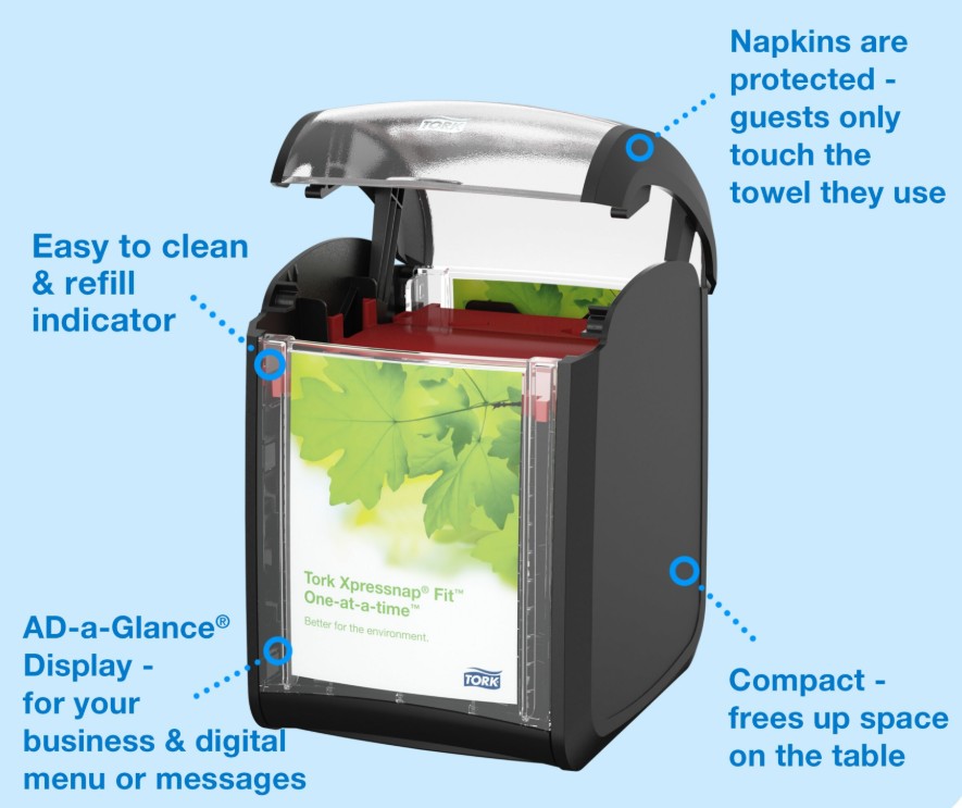 14100862 - Tork Xpressnap Fit® Tabletop Napkin Dispenser Blk - 1/EA 14100862 - Tork Xpressnap Fit® Tabletop Napkin Dispenser Blk - 1/EA - Image 1