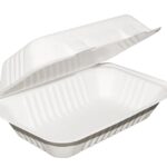 OME-B003 - 6"x6"x3" Sugarcane hinged Clamshell container - 1/CS